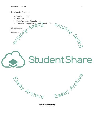 Current Strategy of Dunkin Donuts