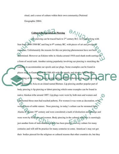 Cultural Background on Piercing