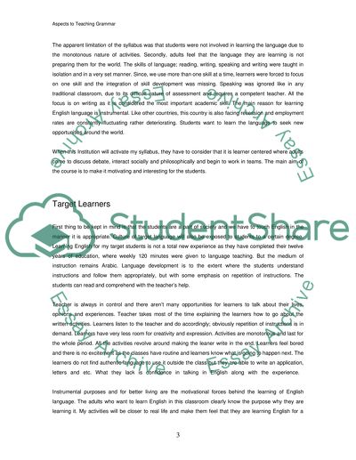 Approaches to Teaching Grammar