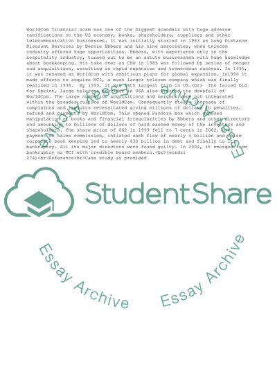 WorldCom Case study (summary assignment)
