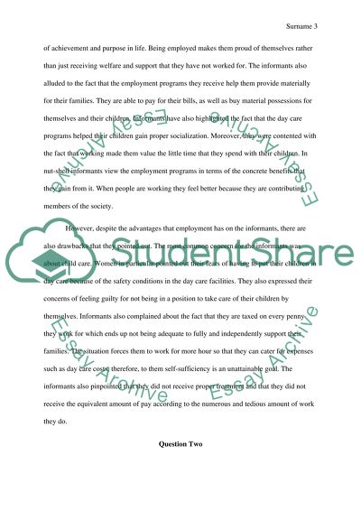 Welfare to work programs