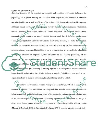 Interaction of Genes and Environment