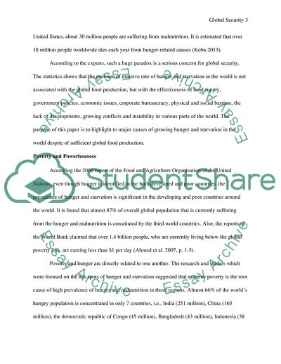 Global Security: Causes of Growing Hunger and Starvation