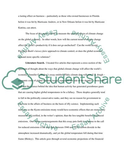 Global Climate Affecting Business Climate