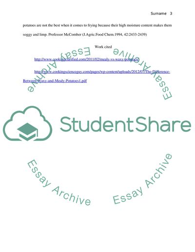 Culinary Class Difference between Starch Potato and WaxyPotato