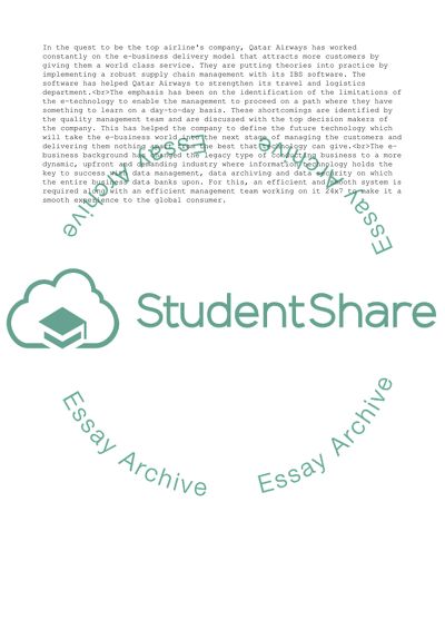 Current and Future Use of Internet Technologies of Qatar Airways