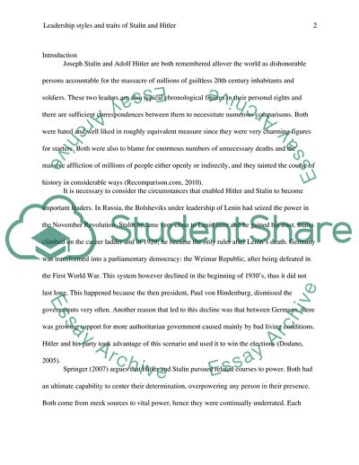 Leadership Styles and Traits of Stalin and Hitler