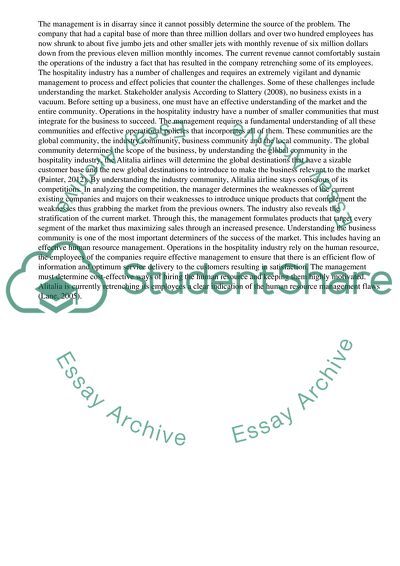 Hospitality Operations of Alltalia Airlines