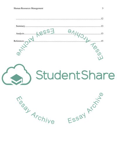 Human Resources Management Journal Summary and Analysis