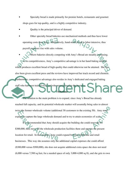 Internal Perspectives of Amys Bread Firm