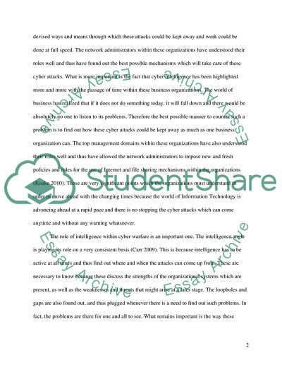 Conducting Cyber Intelligence and Restricting Cyber Attacks on Organizations