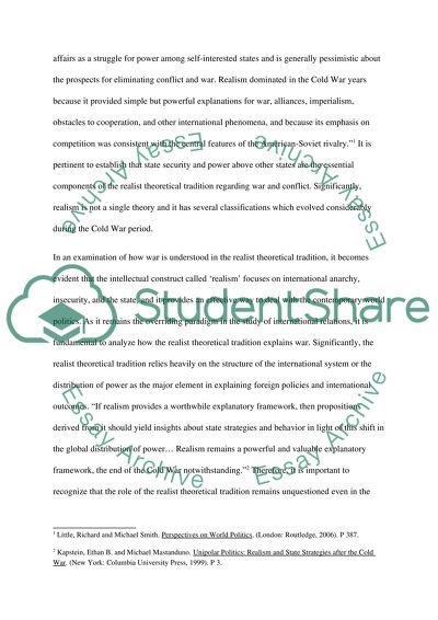 How is war understood in the Realist theoretical tradition