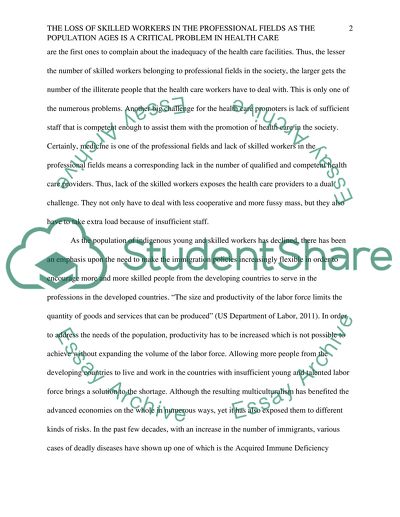 The Problem of the Loss of Skilled Workers in the Professional Fields as the Population Ages
