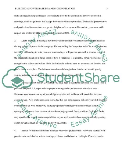 Building a Power Base in a New Organization