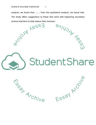 Turnover among Novice Science Teachers