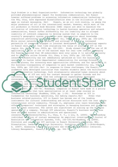 A Problem in a Real Organization in Kuwait