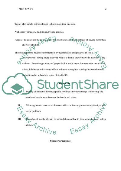 Men should not be allowed to have more than one wife