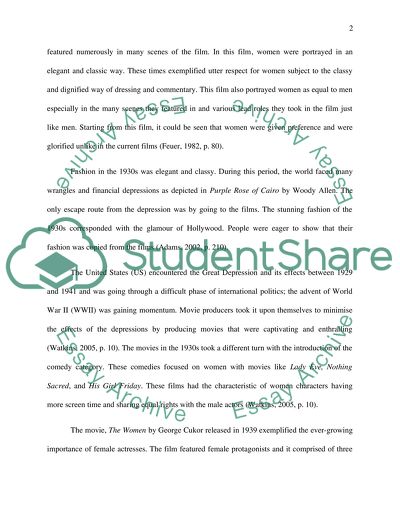 The Representation of Women in Films in the 1930s