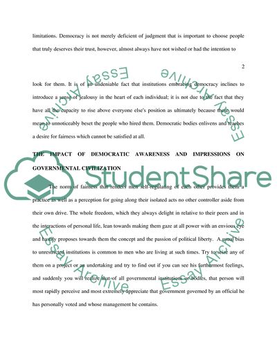 The Impact of Democratic Awareness and Impressions on Governmental Civilization