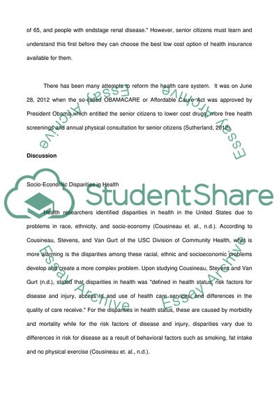 Healthcare Inequality among Older Adults or Senior Citizens