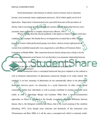 What Does It Mean to Say that Obesity Is Socially Constructed