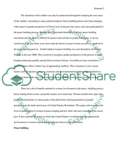 Changing Roles and Opportunities for Women in Liberia vs. Sierra Leone Peace Building Process