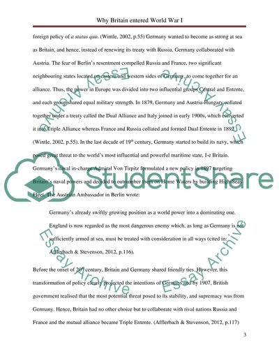 Reasons behind Britains decision to participate in World War I