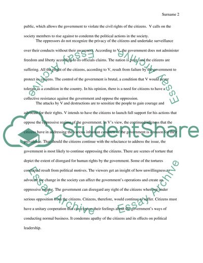 Politics surrounding Main character V in movie V for Vendetta