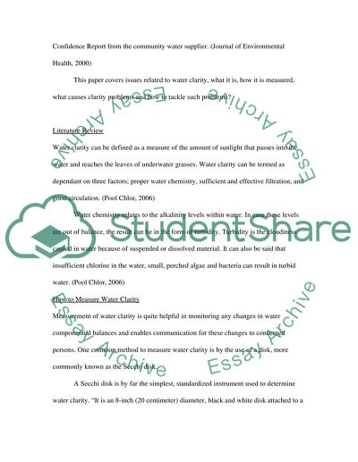 Water clarity in lakes and reservoirs