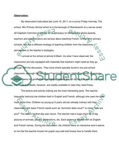 Analysis of Policy Document Linked to School Observation