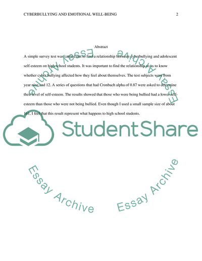 A relationship between being a victim of cyber-bullying and adolescent emotional well-being