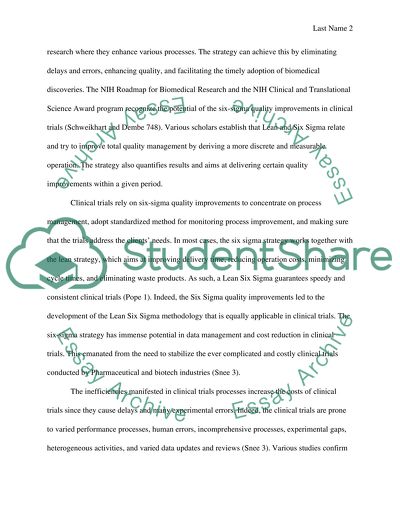 Six Sigma Quality Improvements in Clinical Trials