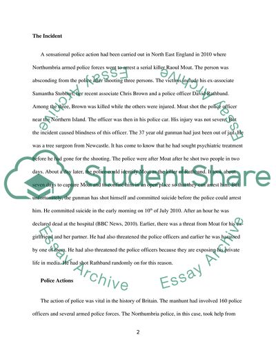 The Raoul Moat Incident and the Actions of Police