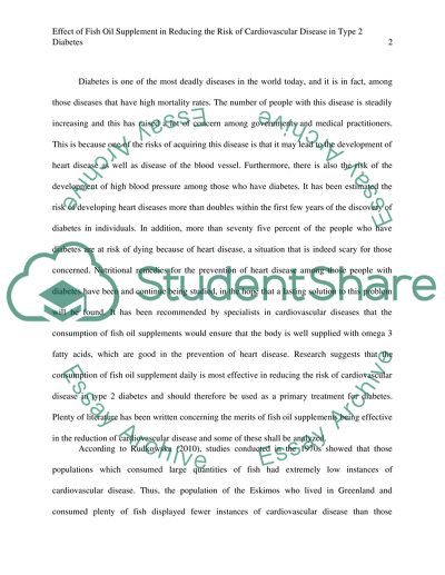 Effect of Fish Oil Supplement in Reducing the Risk of Cardiovascular Disease in Type 2 Diabetes
