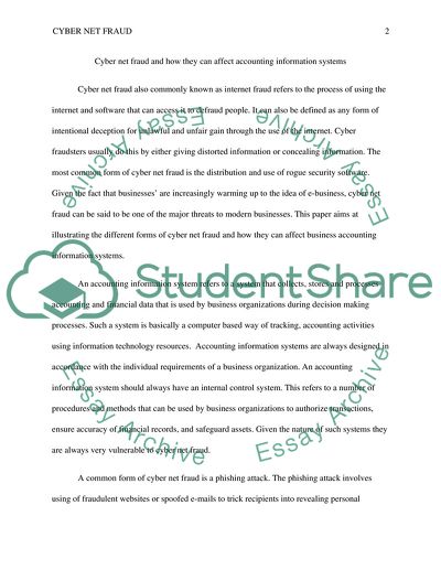 Cyber Net Fraud and How They Can Affect Accounting Information Systems
