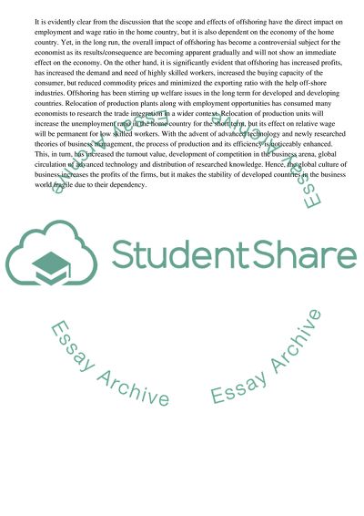 Increased Offshoring of Production