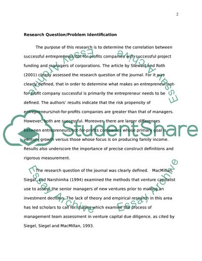 Risk Propensity differences between not for Profit and For-Profit Companies