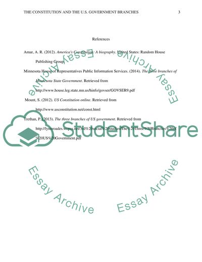 The Constitution and the U.S. Government branches