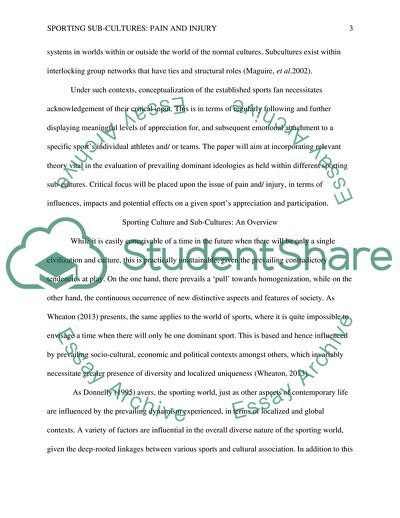 Sporting Sub-Cultures - Pain and Injury