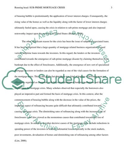 Sub-Prime Mortgage Crisis