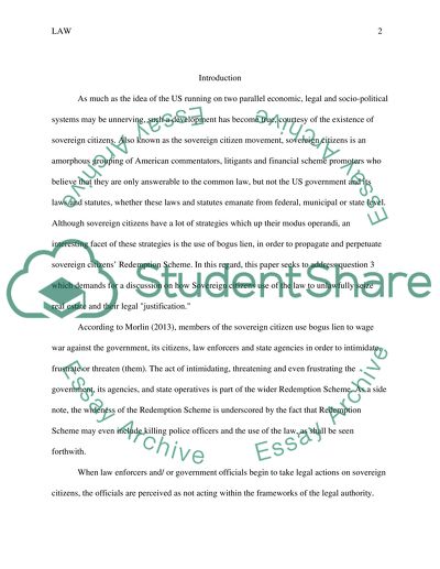 Sovereign Citizens Use of the Law