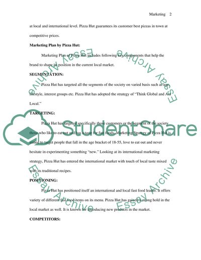 Marketing Strategy and Marketing Plan of Pizza Hut