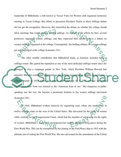 A Synopsis of Inez Milhollands Work