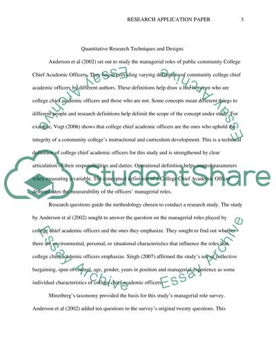 Quantitative Research Techniques and Designs