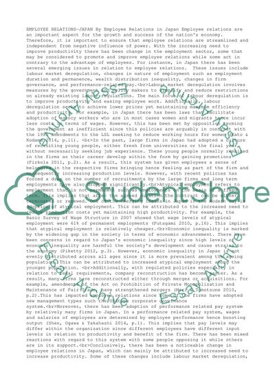 Employee relations-Japan