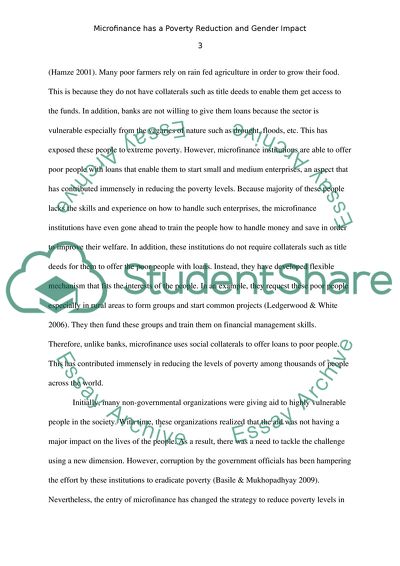 Does Microfinance Effect a Poverty Reduction