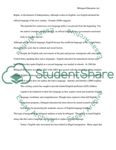 Bilingual education essay example image