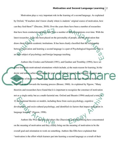 Motivation and Second Language Learning