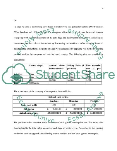 Activity Based Costing - Saga Plc
