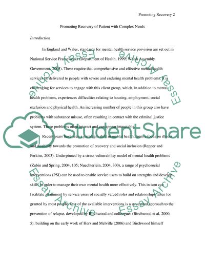 Recovery of Patient with Complex Needs